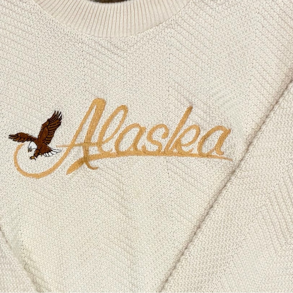 Vintage Andrew Rohan “Alaska” 100% Cotton Crewneck Sweater Made in USA Small USA - Picture 3 of 8